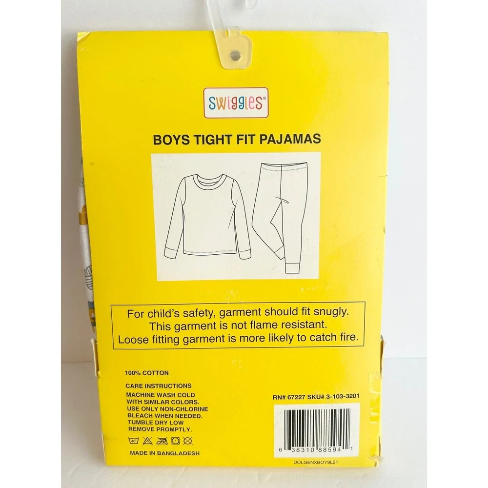 Swiggles Boys Tight Fit Pajamas Lion Elephant Print Cotton 2 Piece Set 6/9M NEW
